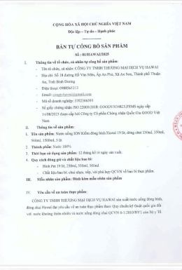 Bản Công bố Sản phẩm